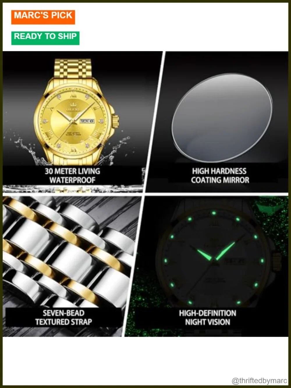 Luxury Waterproof Analog Quartz Watch Stainless Steel Minimalist Casual Day Date